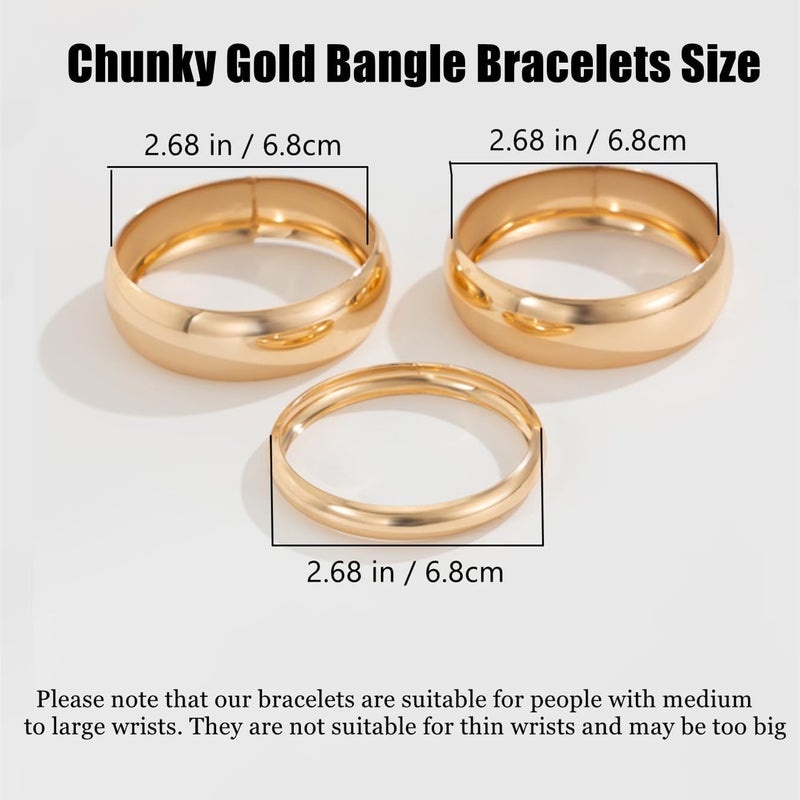 Bowdcvy Chunky Gold Bangle Bracelets for Women Stack Trendy Silver Wide Wrist Statement Cuff Bracelet Arm Cuffs Upper Bangle Fashion Jewelry Gift Accessories - Image 4